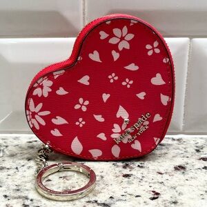 Kate Spade Staci Heart Coin Case with Key Fob EUC